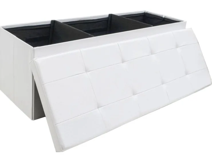 DuneDesign Sitzbank mit 120L Stauraum 110 x 38 x 38 cm in Weiß