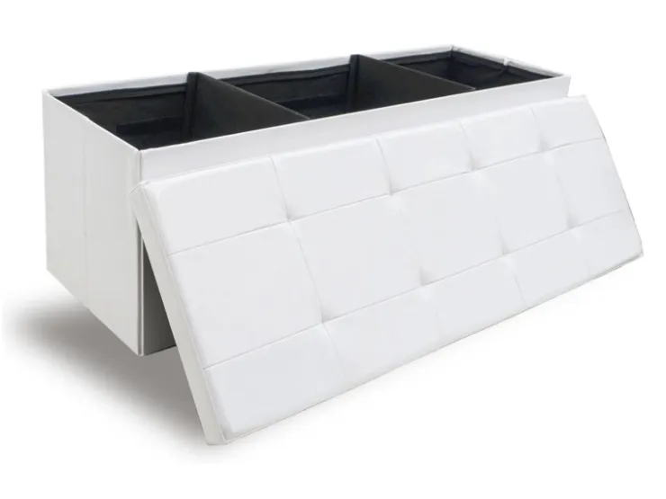 DuneDesign Sitzbank mit 120L Stauraum 110 x 38 x 38 cm in Weiß