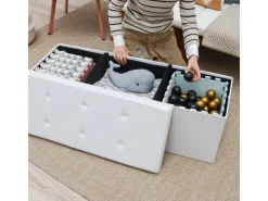 DuneDesign Sitzbank mit 120L Stauraum 110 x 38 x 38 cm in Weiß