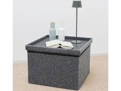 DuneDesign Sitzhocker mit Stauraum 56 x 56 x 40 aus Filz Grau* Sitzbänke