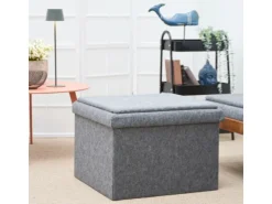 DuneDesign Sitzhocker mit Stauraum 56 x 56 x 40 aus Filz Grau* Sitzbänke
