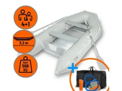 Eberth Schlauchboot 4 Personen + 1 Kind 3,20m x 1,50m Boot mit Sitzbank bis 566 kg