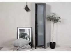 ebuy24 Acero Vitrinenschrank 1 Tür 4 Ablagen Schwarz