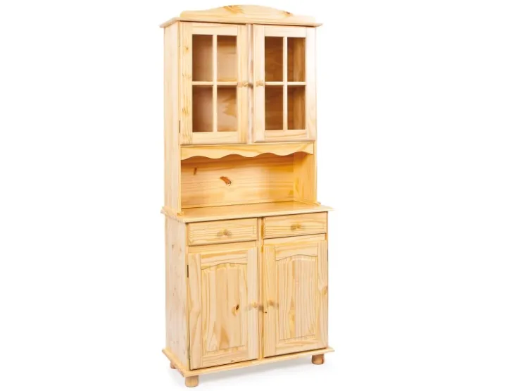 ebuy24 Alican Vitrinenschrank 2 Türen 2 Glastüren 2 Schubladen Natur* Vitrinen