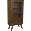 ebuy24 A-Line Vitrinenschrank 1 Tür 2 Schubladen 2 Regale Grau* Vitrinen