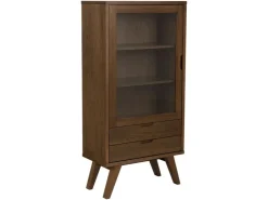 ebuy24 A-Line Vitrinenschrank 1 Tür 2 Schubladen 2 Regale Grau* Vitrinen