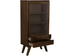 ebuy24 A-Line Vitrinenschrank 1 Tür 2 Schubladen 2 Regale Grau* Vitrinen