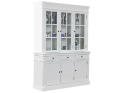 ebuy24 Amaretta 3-Türige Vitrinenschrank Antik Weiß Antik Patinert* Vitrinen