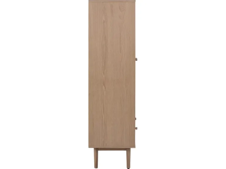 ebuy24 Aston Vitrinenschrank mit 2 Glastüren und 1 Schublade Weiß Geölt EichenDekor
