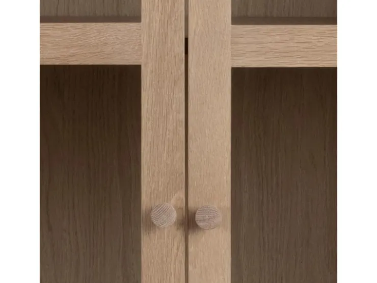 ebuy24 Aston Vitrinenschrank mit 2 Glastüren und 1 Schublade Weiß Geölt EichenDekor