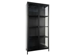 ebuy24 Brisbane Vitrinenschrank Höhe 175 cm Schwarz* Vitrinen