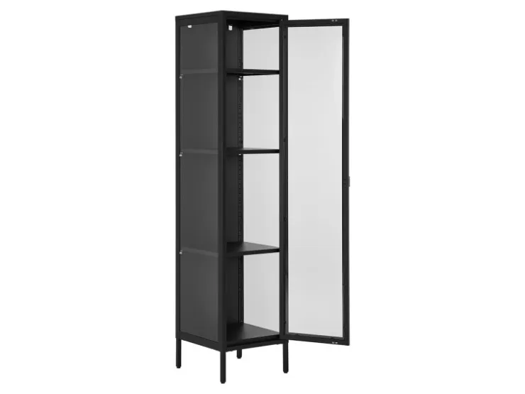 ebuy24 Brisbane Vitrinenschrank 1 Glas Tür Schwarz* Vitrinen