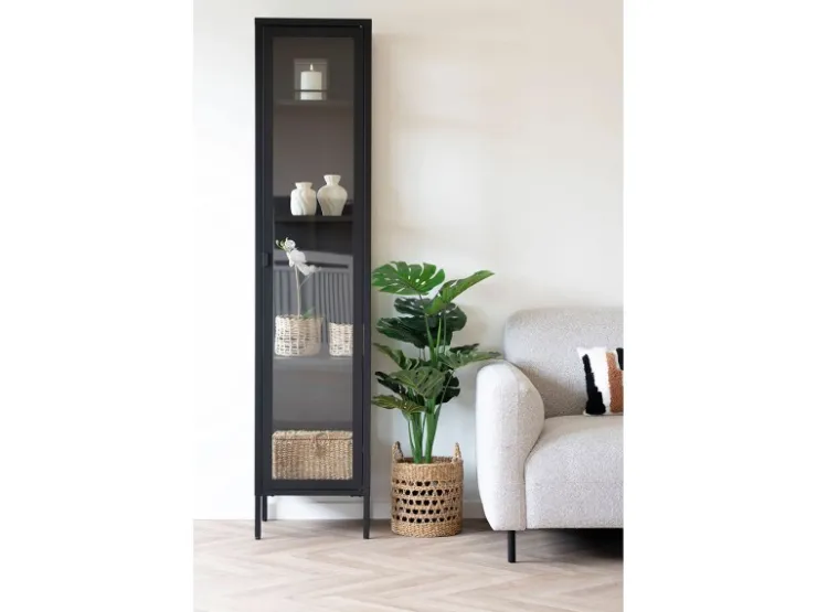 ebuy24 Brisbane Vitrinenschrank 1 Glas Tür Schwarz* Vitrinen