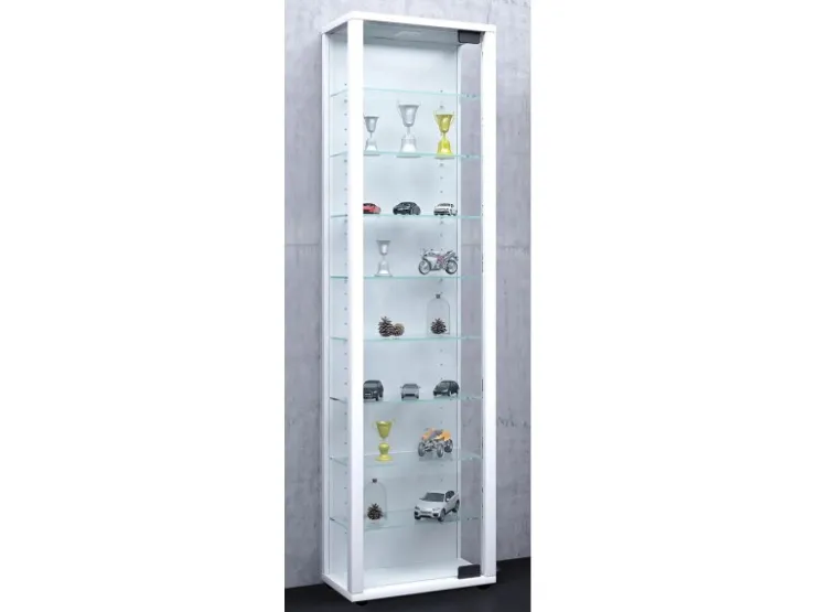 ebuy24 Edana Maxi Vitrinenschrank 1 Glastür Glasvitrine mit 8 Glasböden Weiß* Vitrinen