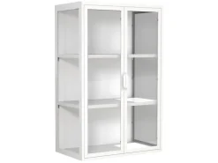 ebuy24 FlokasVL Vitrinenschrank Wandhängend 2 Türen Weiß