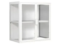 ebuy24 FlokasVS Vitrinenschrank Wandhängend 2 Türen Weiß* Vitrinen