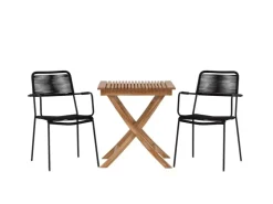 ebuy24 Ghana Gartenset Tisch 2 Stühle Natur Schwarz* Stühle