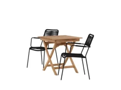 ebuy24 Ghana Gartenset Tisch 2 Stühle Natur Schwarz* Stühle