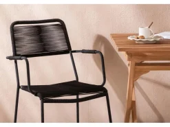 ebuy24 Ghana Gartenset Tisch 2 Stühle Natur Schwarz* Stühle