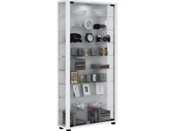ebuy24 Lumo Maxi Vitrinenschrank 2 Glastüren Glasvitrinen mit LED-Leuchten Weiß* Vitrinen