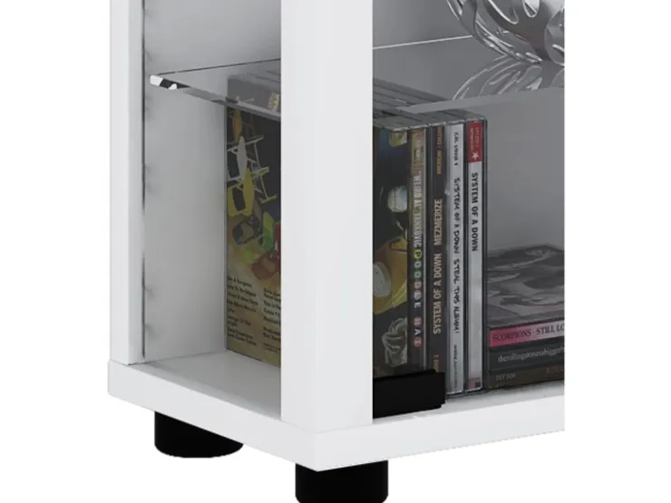 ebuy24 Lumo Maxi Vitrinenschrank 2 Glastüren Glasvitrinen mit LED-Leuchten Weiß* Vitrinen