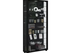 ebuy24 Lumo Maxi Vitrinenschrank mit LED-Licht 8 Glasböden Schwarz