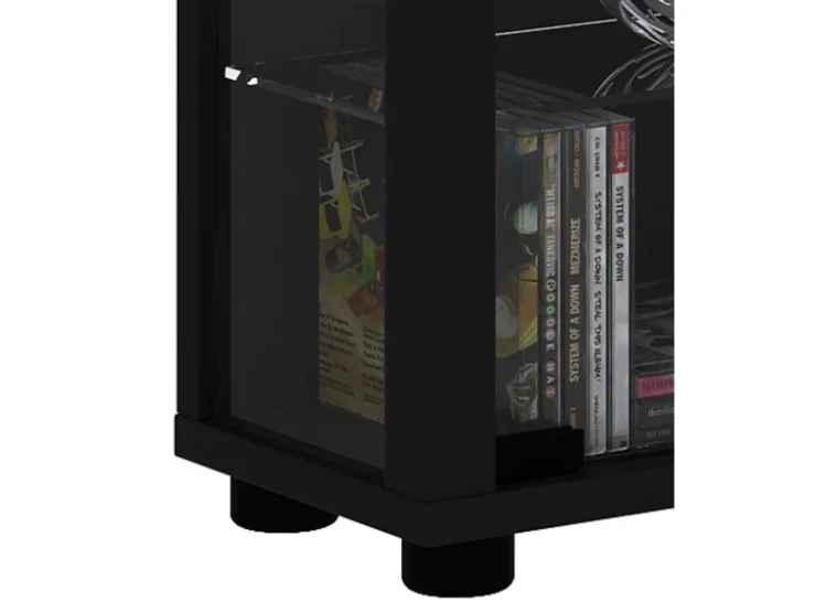 ebuy24 Lumo Maxi Vitrinenschrank mit LED-Licht 8 Glasböden Schwarz