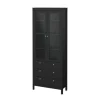 ebuy24 Madrid Vitrinenschrank 2 Glastüren 3 Schubladen Schwarz Matt* Vitrinen