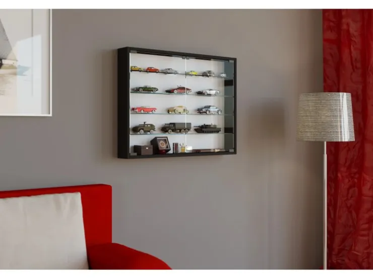 ebuy24 Mandosa L Vitrinenschrank an der Wand Montierte 2 Glastüren Schwarz