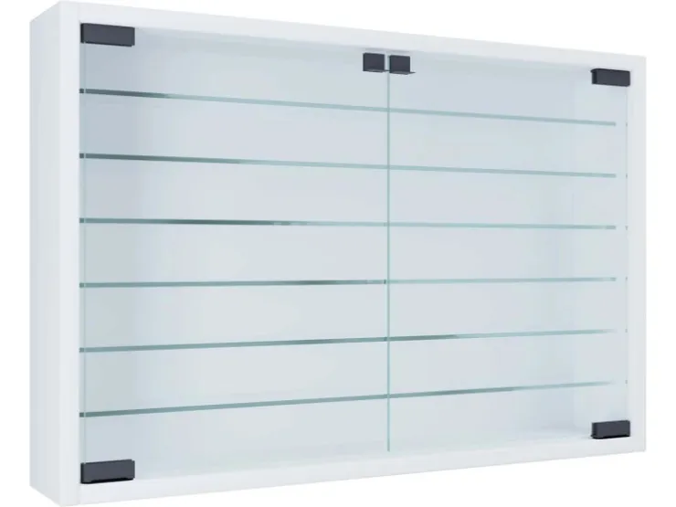 ebuy24 MandosaXL Glasvitrinen Wandhängend 2 Glastüren Weiß