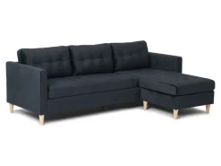 ebuy24 Marino Sofa BA4 Chaiselongue Rechts oder Links Gewendet in Velour Schwarz* Sofas