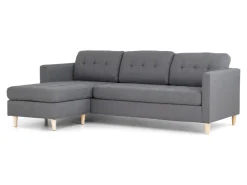 ebuy24 Marino Sofa Chaiselongsofa Rechts oder Links Gewendet in HellGrauen Stoff mit Holzbeinen