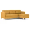 ebuy24 Marino Sofa Chaiselongsofa Rechts oder Links Gewendet in Stoff Currygelb mit Holzbeinen