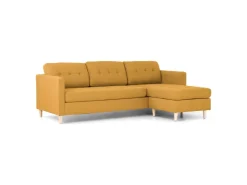 ebuy24 Marino Sofa Chaiselongsofa Rechts oder Links Gewendet in Stoff Currygelb mit Holzbeinen