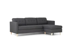 ebuy24 Marino Sofa Chaiselongsofa Rechts oder Links Gewendet in DunkelGrauen Stoff mit Holzbeinen