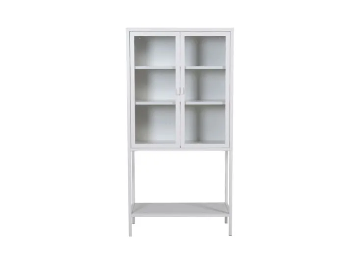 ebuy24 Misha Vitrinenschrank 2 Türen 4 Ablagen Weiss