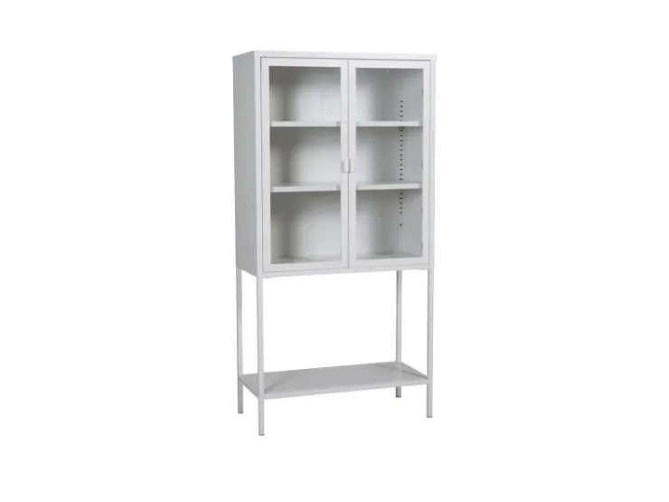 ebuy24 Misha Vitrinenschrank 2 Türen 4 Ablagen Weiss