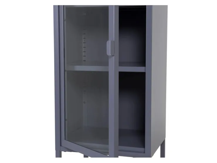 ebuy24 Misha Vitrinenschrank 1 Tür 4 Ablagen Grau* Vitrinen