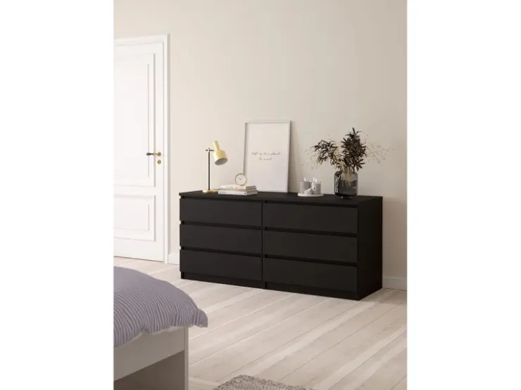ebuy24 Naia Kommode 6 Schubladen Matt Schwarz