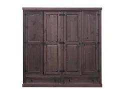 ebuy24 New Mexico Kleiderschrank 4-trg mit 2 Schubladen Gebeitzt Wachs