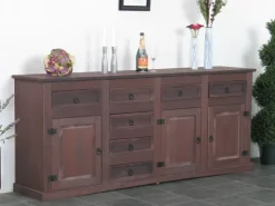 ebuy24 New Mexico Sideboard mit 7 Schubladen und 3 Türen Kolonial Gebeitzt Wachs* Regale Massivholz|Sideboards