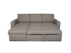 ebuy24 Odin Schlafsofa Ecksofa mit Aufbewahrung Rechts oder Links Gewendet Grau Sandfarben