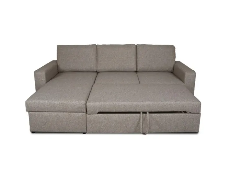 ebuy24 Odin Schlafsofa Ecksofa mit Aufbewahrung Rechts oder Links Gewendet Grau Sandfarben