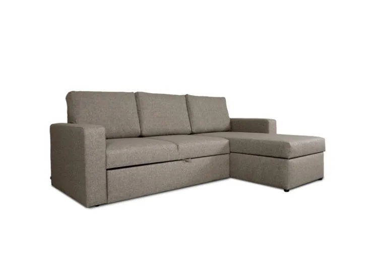 ebuy24 Odin Schlafsofa Ecksofa mit Aufbewahrung Rechts oder Links Gewendet Grau Sandfarben