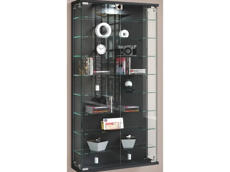 ebuy24 RelasL Vitrinenschrank Wandhängend 2 Türen Anthrazit