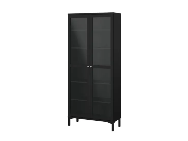 ebuy24 Roma Vitrinenschrank 2 Türen Matt Schwarz