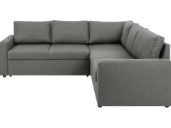 ebuy24 Sacramento Ecksofa Versteckte Aufbewahrung und Ausziehbares Bett HellGrau* Sofas|Aufbewahrung