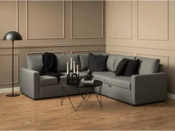 ebuy24 Sacramento Ecksofa Versteckte Aufbewahrung und Ausziehbares Bett HellGrau* Sofas|Aufbewahrung