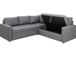 ebuy24 Sacramento Ecksofa Versteckte Aufbewahrung und Ausziehbares Bett Grau* Sofas