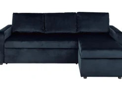 ebuy24 Sacramento Schlafsofa Chaiselong Wendbar Versteckte Aufbewahrung und Ausziehbares Bett Dunkelblau
